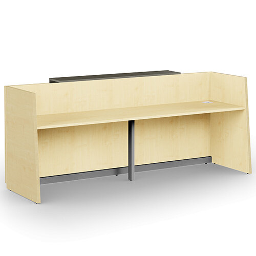 Libra Minimalist Design Maple Reception Desk With Grey Acrylux Counter ...