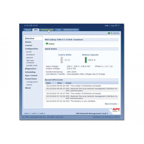 APC Network Management Card 2 Remote management adapter SmartSlot