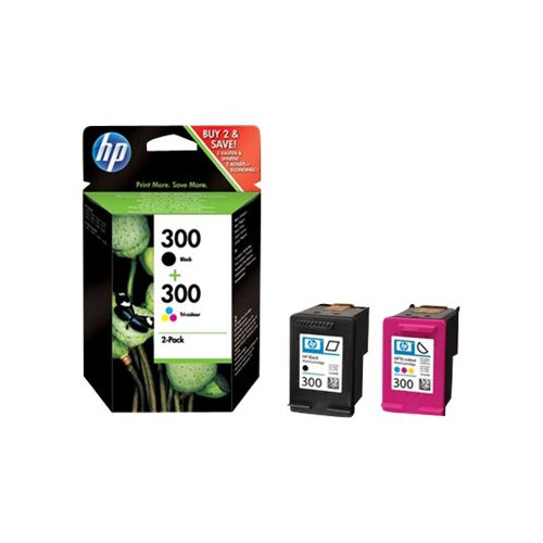 HP 300 2pack black, dyebased tricolour original ink cartridge
