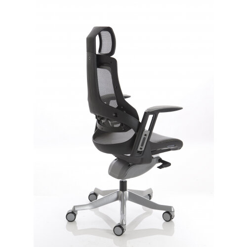 Zure Executive Chair Black Frame Charcoal Mesh With Headrest Hunt