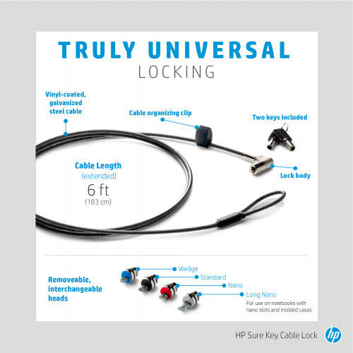 HP Sure Key Cable Lock - Security cable lock - 1.83 m - for ProBook 640 ...