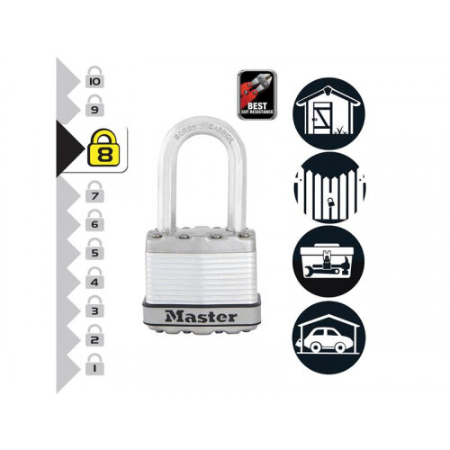 Excell™ Laminated Steel 45mm Padlock 4-Pin - 38mm Shackle - Hunt Office ...