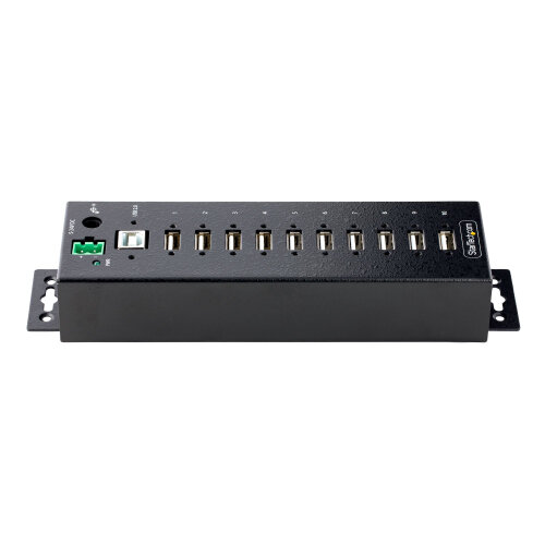 StarTech.com 10-Port Industrial USB 2.0 Hub, Rugged USB Hub w/ESD Level ...