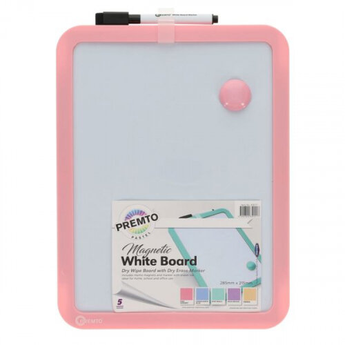 PREMTO PASTEL MAGNETIC DRY WIPE WHITEBOARD WITH DRY ERASE MARKER