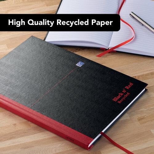Oxford Black N' Red A5 Notebook Hardcover, Recycled, Casebound, Lined (Pack 3