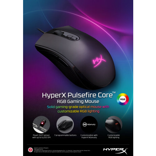 HyperX Pulsefire Core Mouse optical buttons wired USB