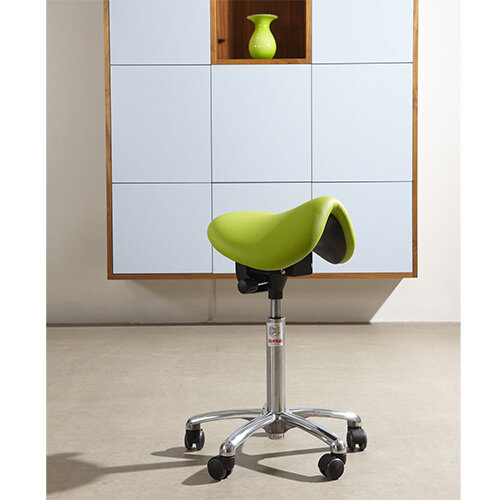 Dalton Easymek Seat Saddle Stool With Black Leather Look Seat