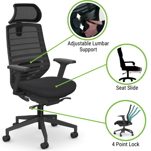 Ergonomic Office Chair with Adjustable Headrest Lumbar