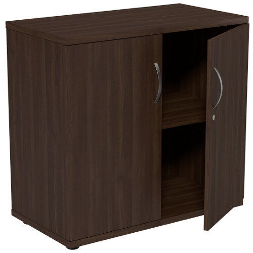 Low Cupboard With Lockable Doors W800xd420xh770mm Dark Walnut Kito Hunt Office Ireland Low Cupboard With Lockable Doors, Small Cabinet With Doors