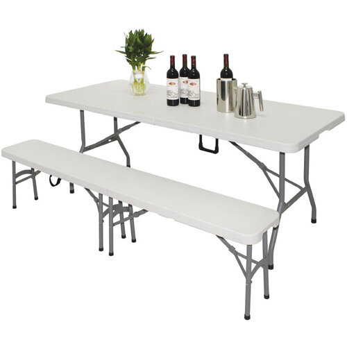 Bolero Rectangular Centre Folding Table 6ft White: Space-Saving Elegance for Any Room