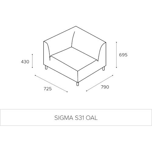 SIGMA MODULAR Soft Seating Single Seater Right End Unit With Trapezoid ...