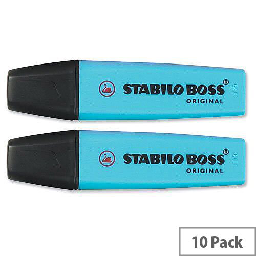 Stabilo Boss Highlighters Blue Pens Pack 10