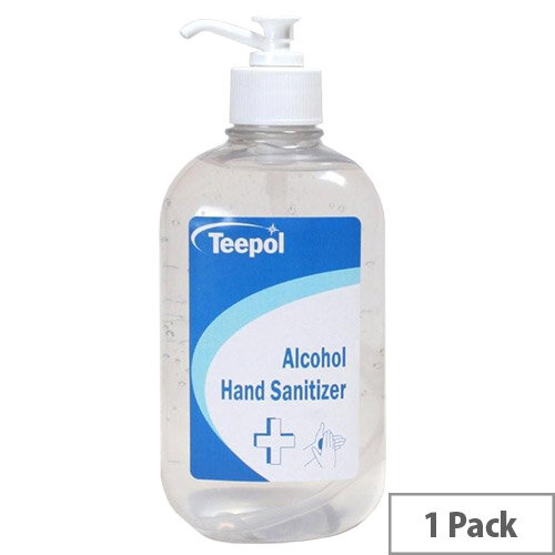 Teepol - Fully Approved Ethanol Based Hand Sanitiser Gel 500ml PCS 97238 Single Teepol - Fully Approved Ethanol Based Hand Sanitiser Gel 500ml PCS 97238 Single