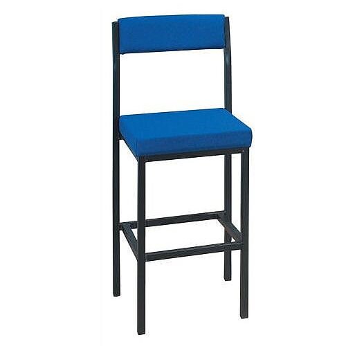 High Stool with Upholstered Backrest and Seat W410xD410xH700mm Blue 056908 High Stool with Upholstered Backrest and Seat W410xD410xH700mm Blue 056908