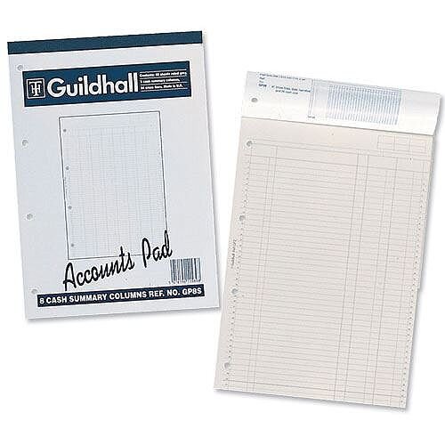 Guildhall Account Pad 2 Cash Column Ruled 41 Feint 4-Hole Punched 60 Leaf A4 GP2