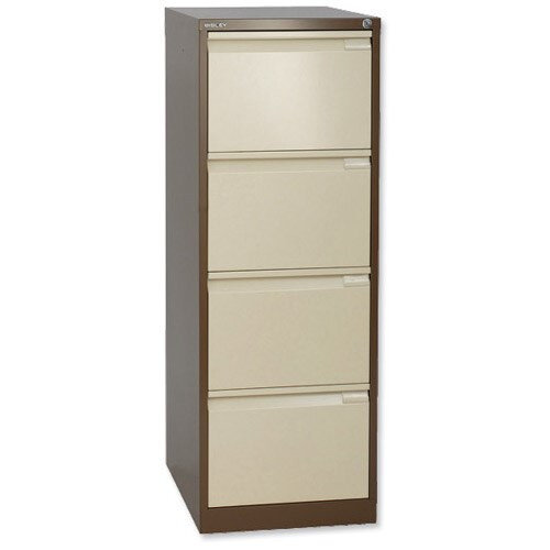 4 Drawer Steel Filing Cabinet Flush Front Brown & Cream Bisley BS4E