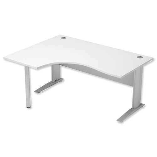 Cantilever Radial Office Desk Left Hand W1600xD1200xH725mm White Komo Cantilever Radial Office Desk Left Hand W1600xD1200xH725mm White Komo