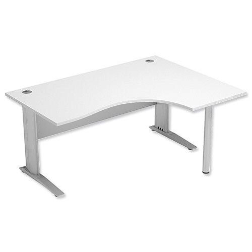 Cantilever Radial Office Desk Right Hand W1600xD1200xH725mm White Komo Cantilever Radial Office Desk Right Hand W1600xD1200xH725mm White Komo