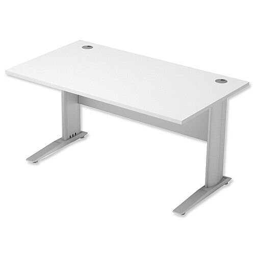 Cantilever Office Desk Rectangular W1400xD800xH725mm White Komo Cantilever Office Desk Rectangular W1400xD800xH725mm White Komo