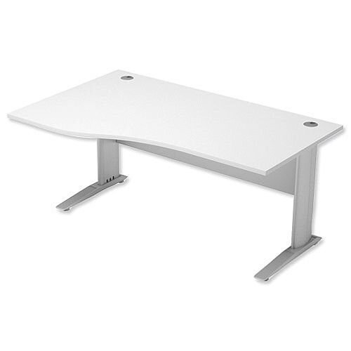 Komo Cantilever Wave Office Desk Left Hand W1600xD1000-800xH720mm White Komo Cantilever Wave Office Desk Left Hand W1600xD1000-800xH720mm White