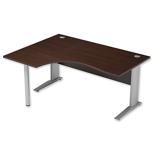 Cantilever Radial Office Desk Left Hand W1600xD1200xH725mm Dark Walnut Komo Cantilever Radial Office Desk Left Hand W1600xD1200xH725mm Dark Walnut Komo