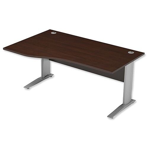 Komo Cantilever Wave Office Desk Left Hand W1600xD1000-800xH725mm Dark Walnut Komo Cantilever Wave Office Desk Left Hand W1600xD1000-800xH725mm Dark Walnut