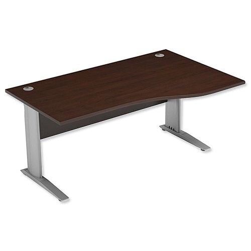 Komo Cantilever Wave Desk Right Hand W1600xD1000-800xH725mm Dark Walnut Komo Cantilever Wave Desk Right Hand W1600xD1000-800xH725mm Dark Walnut