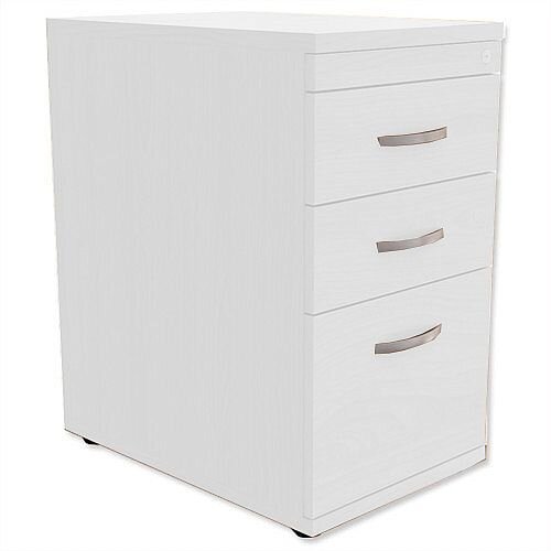Filing Pedestal Desk-High 3-Drawer 600mm Deep White Kito Filing Pedestal Desk-High 3-Drawer 600mm Deep White Kito
