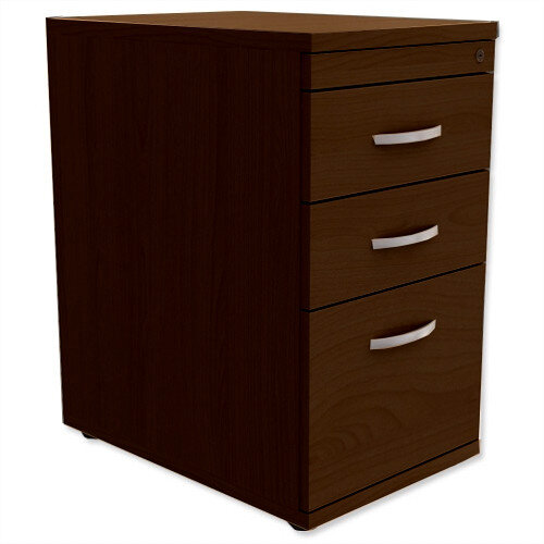 Filing Pedestal Desk-High 3-Drawer 600mm Deep Dark Walnut Kito Filing Pedestal Desk-High 3-Drawer 600mm Deep Dark Walnut Kito