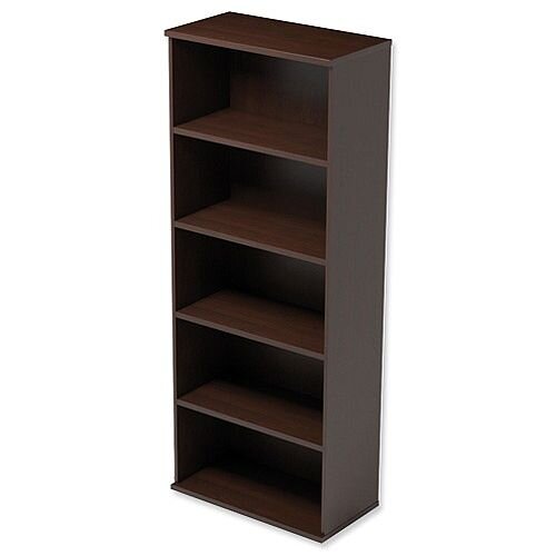 Tall Bookcase with Adjustable Shelves and Floor-leveller Feet W800xD420xH1850mm 25mm Panel Dark Walnut  - Universal Storage Can Be Used Alone Or Accompany The Switch, Komo or Ashford Ranges