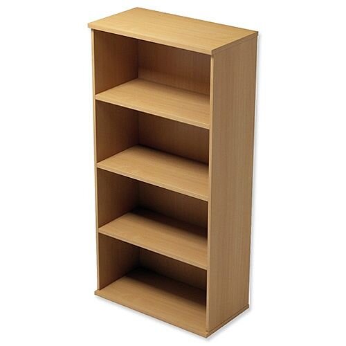 Medium Tall Bookcase with Adjustable Shelves and Floor-leveller Feet W800xD420xH1490mm Beech Kito Medium Tall Bookcase with Adjustable Shelves and Floor-leveller Feet W800xD420xH1490mm Beech Kito
