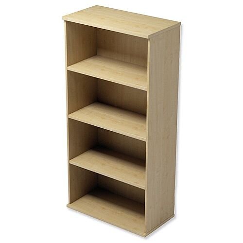 Medium Tall Bookcase with Adjustable Shelves and Floor-leveller Feet W800xD420xH1490mm Maple Kito Medium Tall Bookcase with Adjustable Shelves and Floor-leveller Feet W800xD420xH1490mm Maple Kito