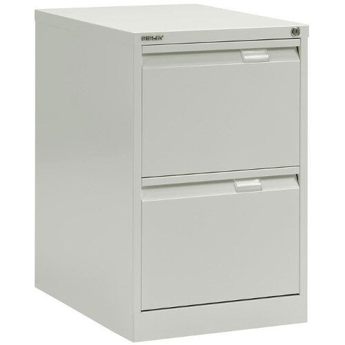 2 Drawer Steel Filing Cabinet Flush Front White Bisley BS2E