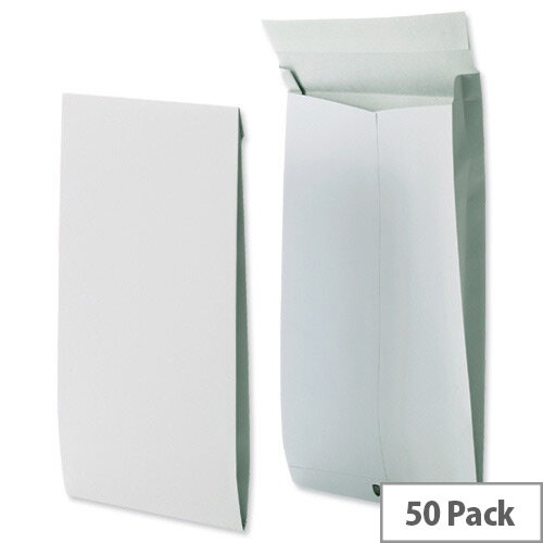 Securitex Tear Resistant C4 34mm Gusset Envelopes Pocket 130gsm White Pack of 50