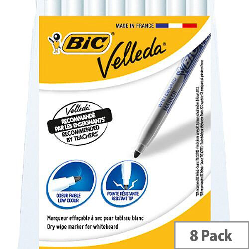 Bic Velleda Drywipe Marker 1721 Bullet Tip 1.5mm Line Assorted 8 Pack Ref 1199005728