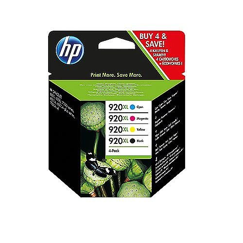 HP 920XL Combo Pack Ink Cartridges Black Cyan Magenta Yellow C2N92AE