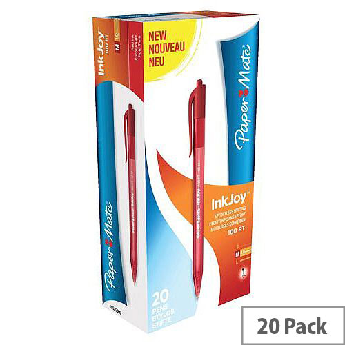 Paper Mate Inkjoy 100 Retractable Ballpoint Pen Red Ref S0957050 [Pack