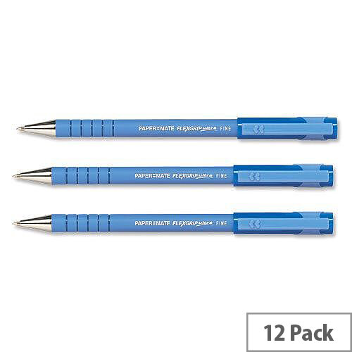 Paper Mate Flexgrip Ultra Medium Blue Ballpoint Pen Pack 12