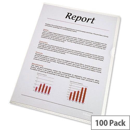 Esselte Cut Flush Folder Plastic A4 Clear 54830/54832 Pack 100 Esselte Cut Flush Folder Plastic A4 Clear 54830/54832 Pack 100