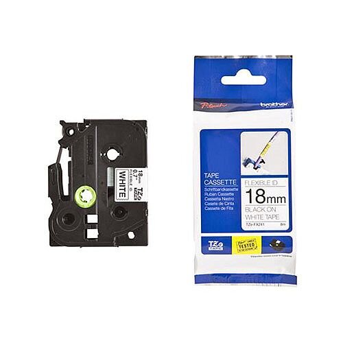 Brother P-touch TZe-FX241 18mm x 8m Black On White Gloss Laminated Flexi Labelling Tape Brother P-touch TZe-FX241 18mm x 8m Black On White Gloss Laminated Flexi Labelling Tape