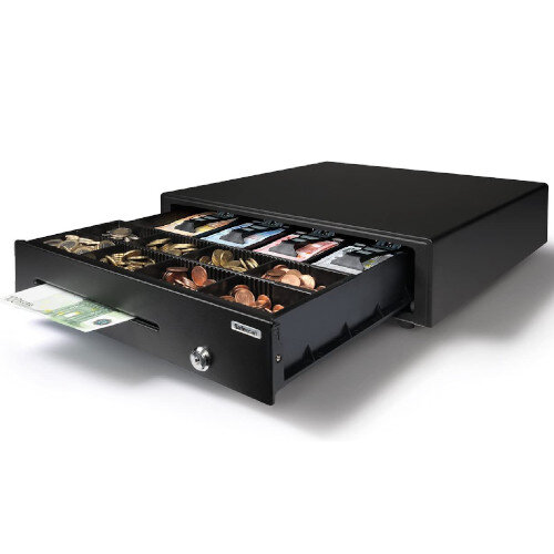 Safescan LD-4141 Light Duty Cash Drawer Black - Secure 4 Note 8 Coin Compartments with 3-Position Lock