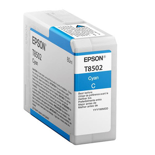 Epson T8502 (80ml) UltraChrome HD Cyan Ink Cartridge for SureColor SC-P800 Photo Printer C13T850200