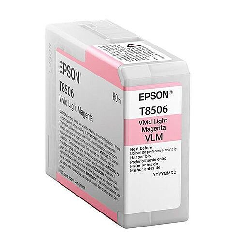 Epson T8506 (80ml) UltraChrome HD Vivid Light Magenta Ink Cartridge for SureColor SC-P800 Photo Printer C13T850600