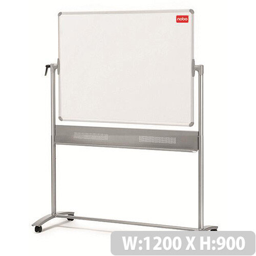 Nobo Prestige Enamel Mobile Board Dual Sided Magnetic W1200xH900mm Steel Grey Ref 1901033