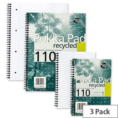 Pukka Pad A5 Wirebound Notebook Recycled Punched RCA5/110 Pack 3 Pukka Pad A5 Wirebound Notebook Recycled Punched RCA5/110 Pack 3
