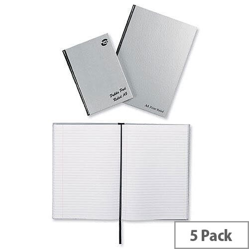 Pukka Pad A4 Notebook Ribbon Casebound Hard Cover Silver Pack 5