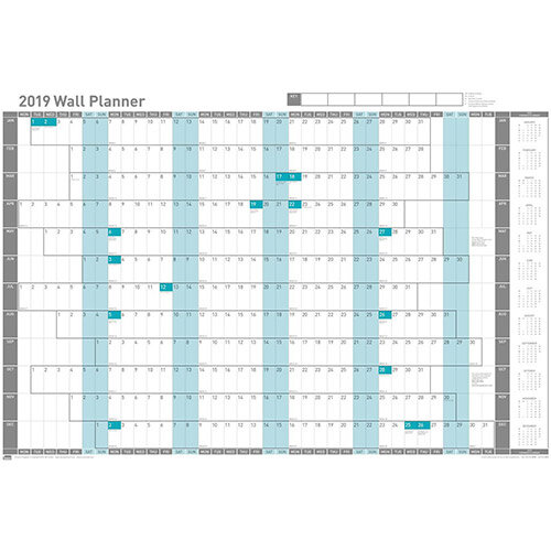 Sasco 2019 Mounted Wall Planner Hunt Office Ireland