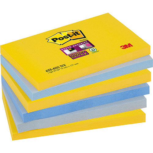 Post-it Super Sticky Notes New York 76x127mm Ref 655-6SS-NY Pack of 6