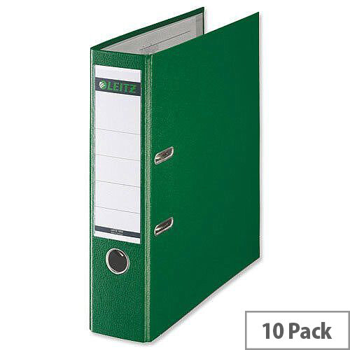 Leitz 180 Polypropylene A4 80mm Green Lever Arch File Pack of 10 Leitz 180 Polypropylene A4 80mm Green Lever Arch File Pack of 10