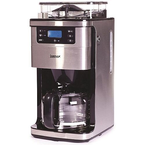 Igenix IG8225 1.5 Litre Bean to Cup Digital Filter Coffee Maker 1050W Brushed Stainless Steel Silver